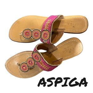 Great beaded flip lop sandals